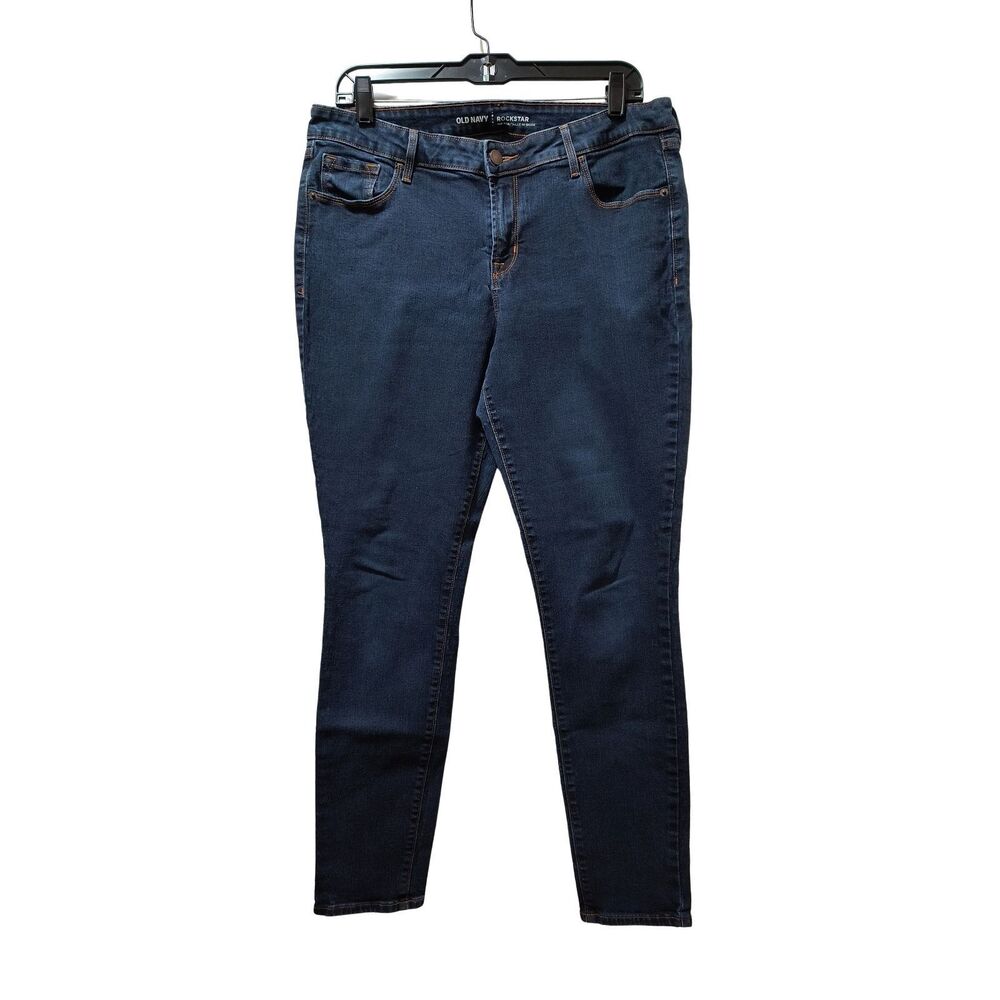 Old Navy Rockstar Skinny Jeans Women 14 Blue Mid-Rise Stretch Denim 33x29